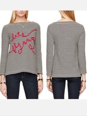 Kate Spade bateau stripe ribbon tee XS